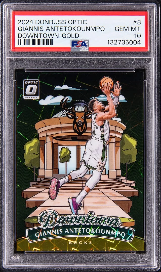 2024-25 Panini Donruss Optic Giannis Antetokounmpo Downtown Gold #8 card image