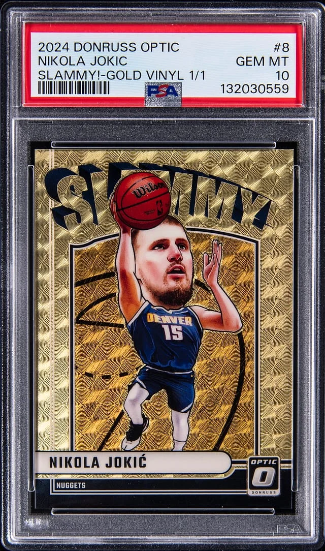 2024-25 Panini Donruss Optic Nikola Jokic Slammy! Gold Vinyl Prizm #8 card image