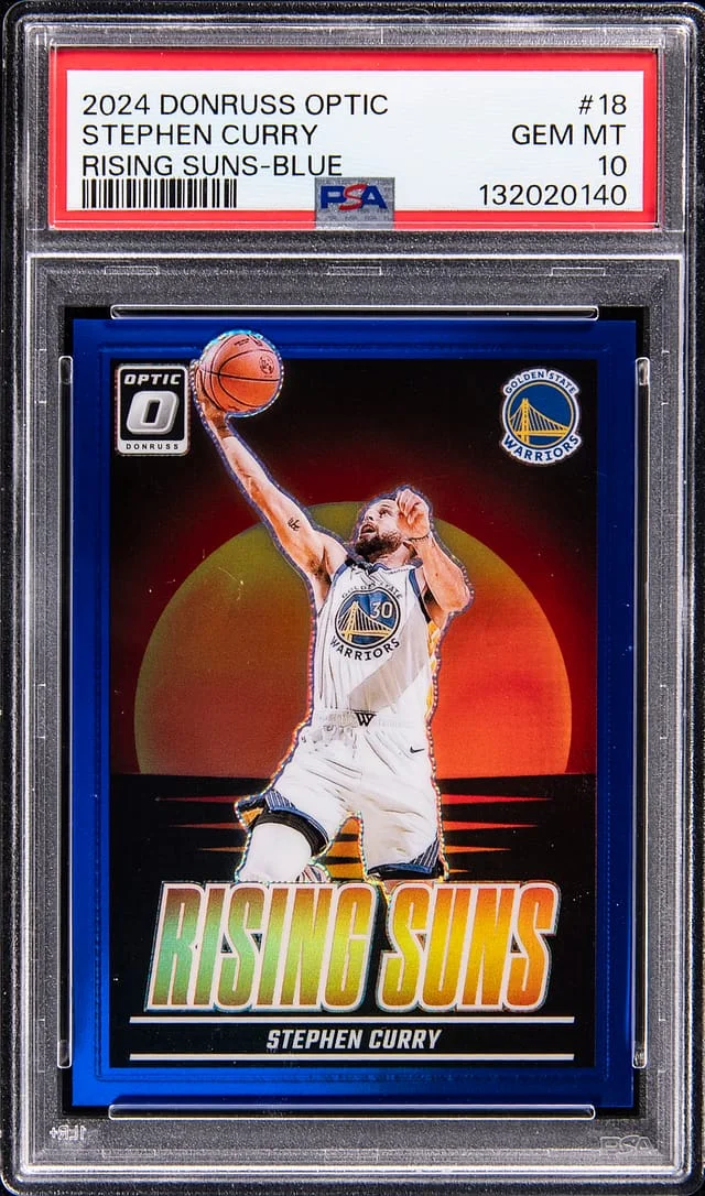 2024-25 Panini Donruss Optic Stephen Curry Rising Suns Gold Vinyl #18 card image