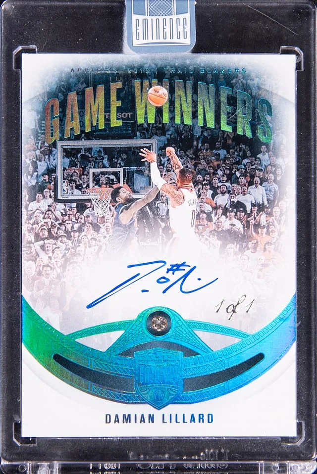 2024-25 Panini Eminence Damian Lillard Game Winners Diamond Signatures Platinum #GW-LL card image