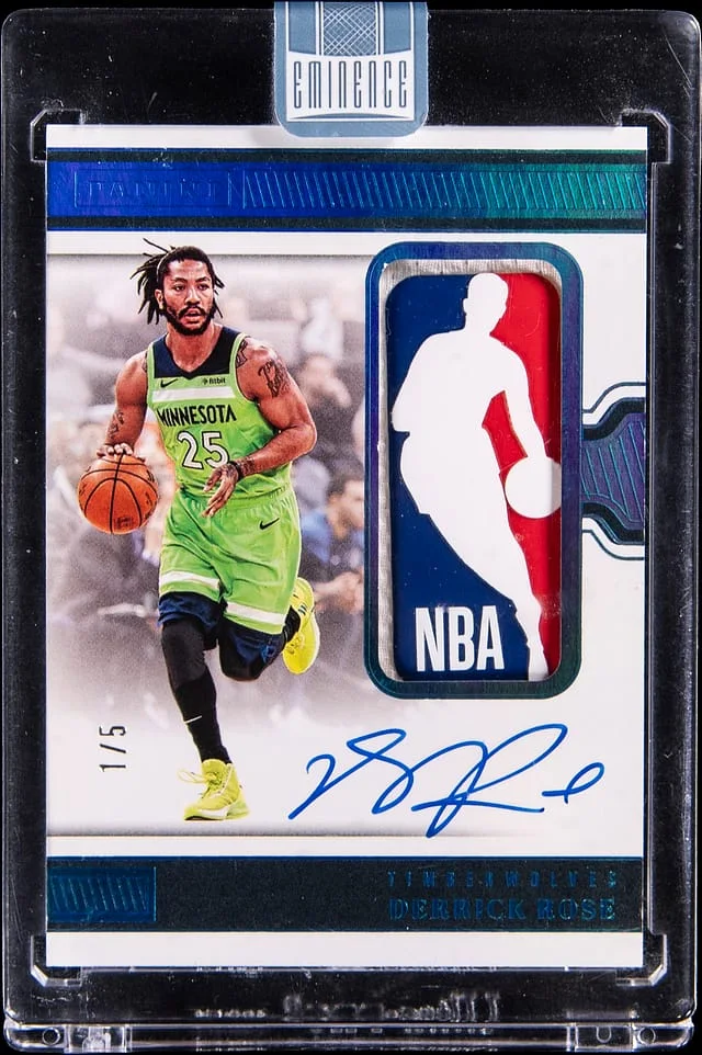 2024-25 Panini Eminence Derrick Rose Game-Used Logoman Autographs #LMA-DRS card image
