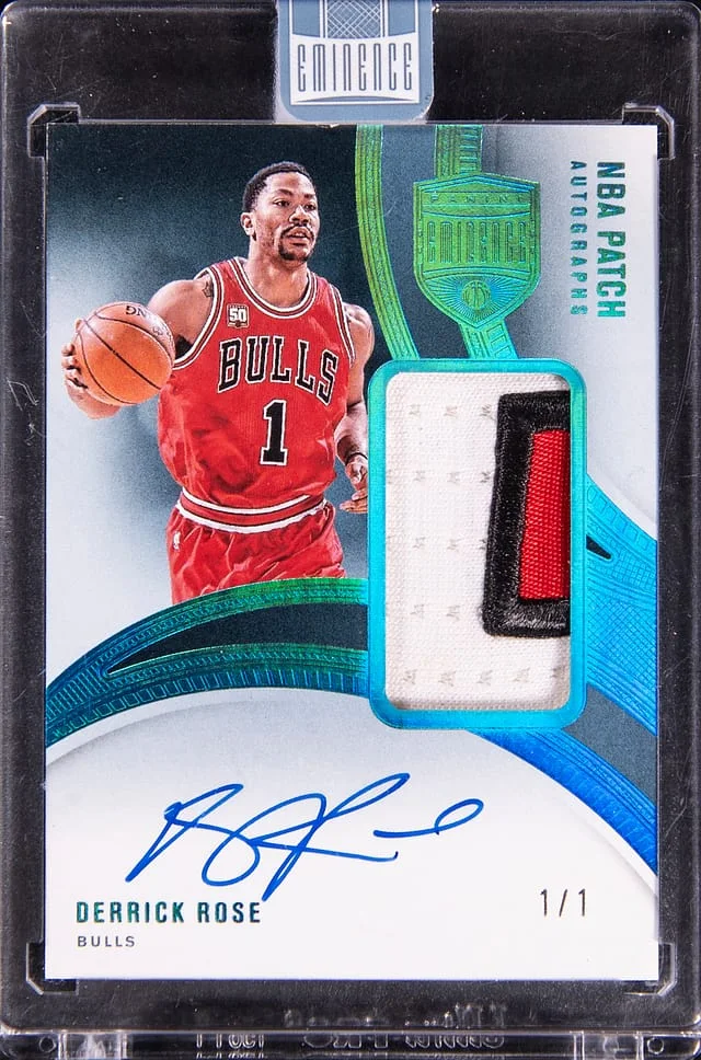 2024-25 Panini Eminence Derrick Rose NBA Patch Autographs Platinum #NPA-ROS card image