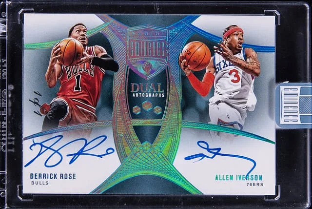 2024-25 Panini Eminence Derrick Rose/Allen Iverson Dual Autographs #DA-RAI card image