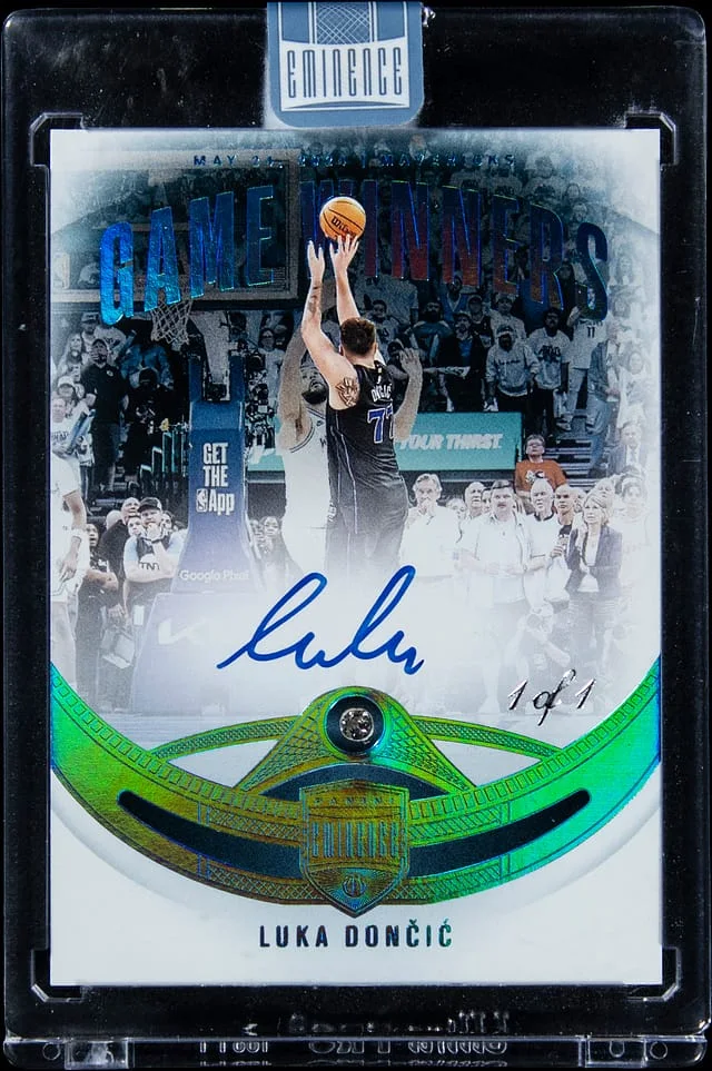 2024-25 Panini Eminence Luka Doncic Game Winners Diamond Signatures Platinum #GW-LUK card image