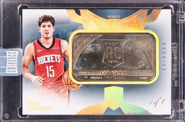 2024-25 Panini Eminence Reed Sheppard 14K Gold Relic - Panini Encased Rookies #RS-RES card image