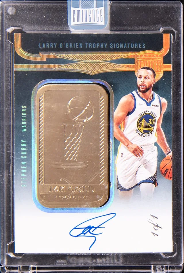 2024-25 Panini Eminence Stephen Curry Larry O'Brien Trophy Signatures Gold Bar #LAR-CUR card image