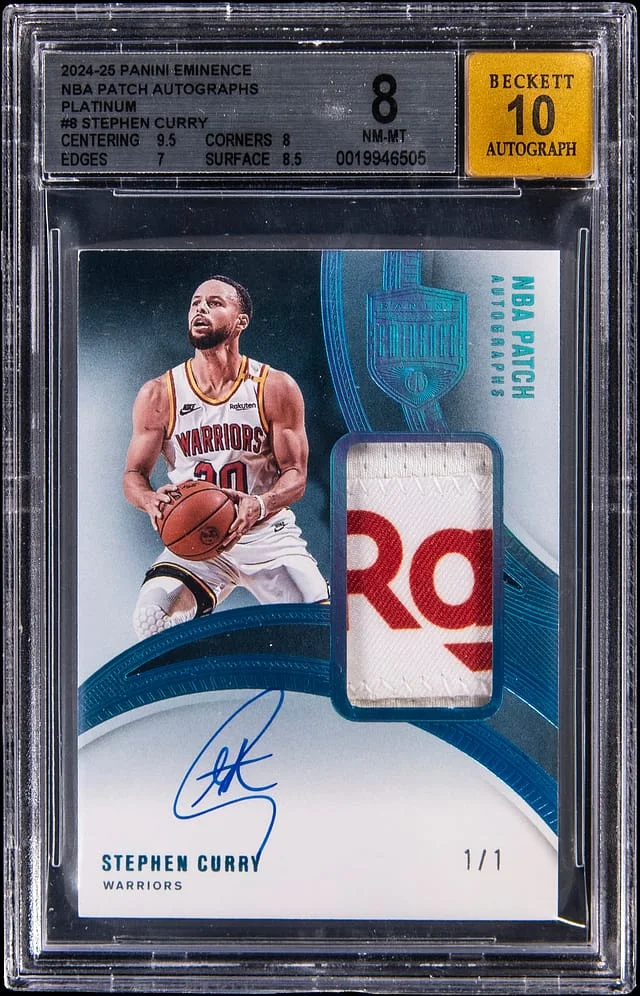 2024-25 Panini Eminence Stephen Curry NBA Patch Autographs Platinum #NPA-CUR card image