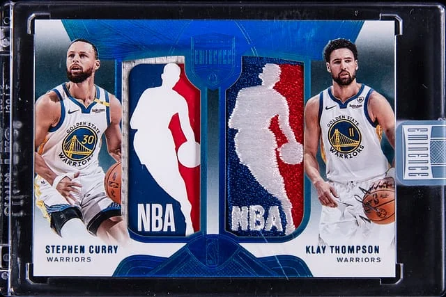 2024-25 Panini Eminence Stephen Curry/Klay Thompson Dual Logoman #EDL-GSW card image