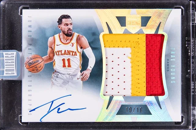 2024-25 Panini Eminence Trae Young Jumbo Patch Autographs #JPA-TRA card image