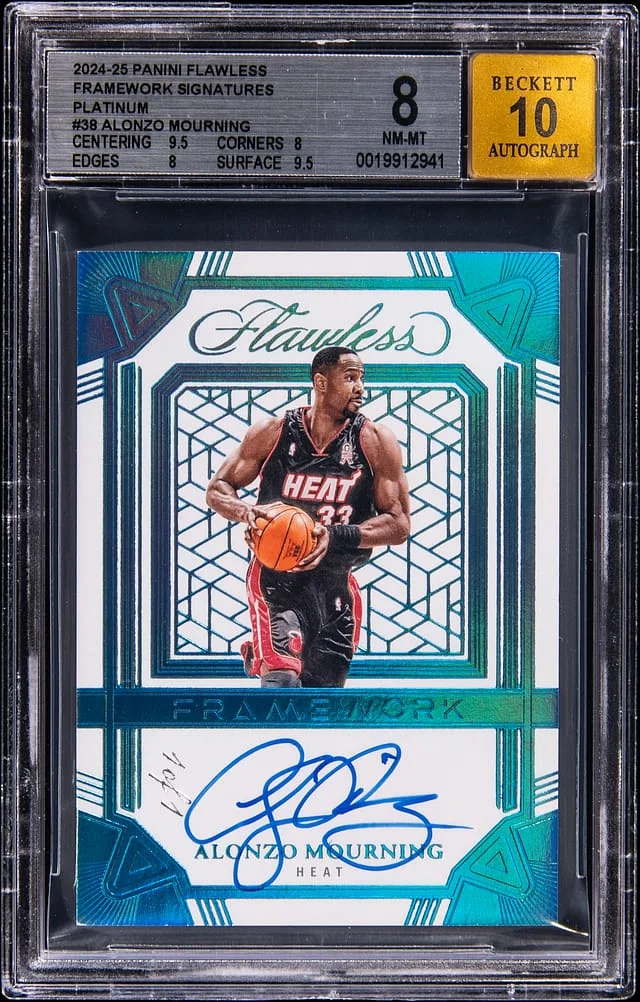 2024-25 Panini Flawless Alonzo Mourning Framework Signatures Platinum #FRM-AZM card image