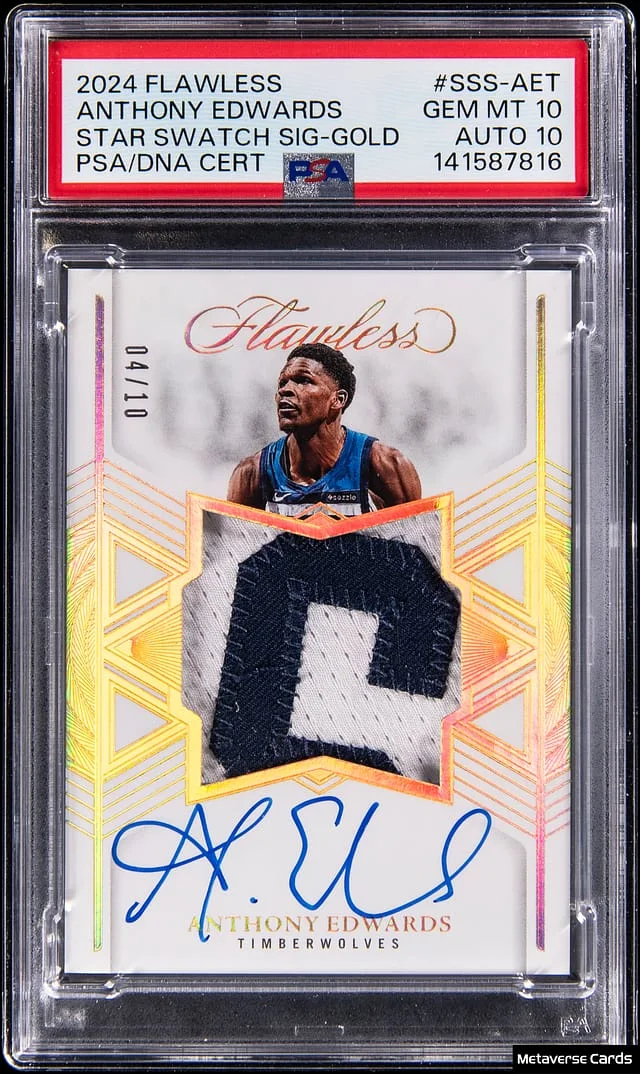 2024-25 Panini Flawless Anthony Edwards Star Swatch Signatures Gold #SSS-AET card image