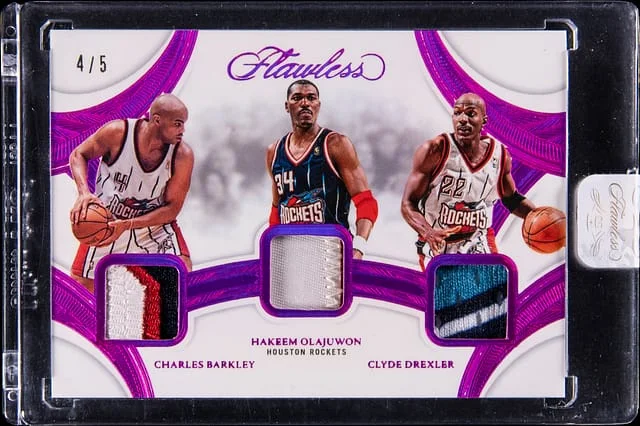 2024-25 Panini Flawless Charles Barkley / Hakeem Olajuwon / Clyde Drexler Triple Patches #TP-RKT card image