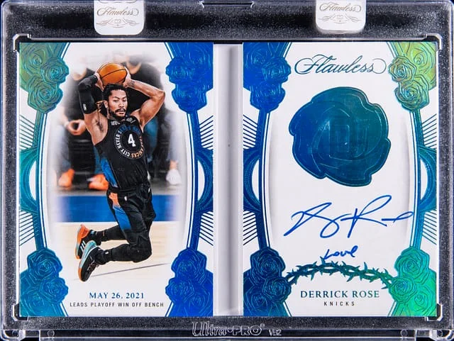 2024-25 Panini Flawless Derrick Rose Booklet Autograph Platinum #DRB-DR7 card image