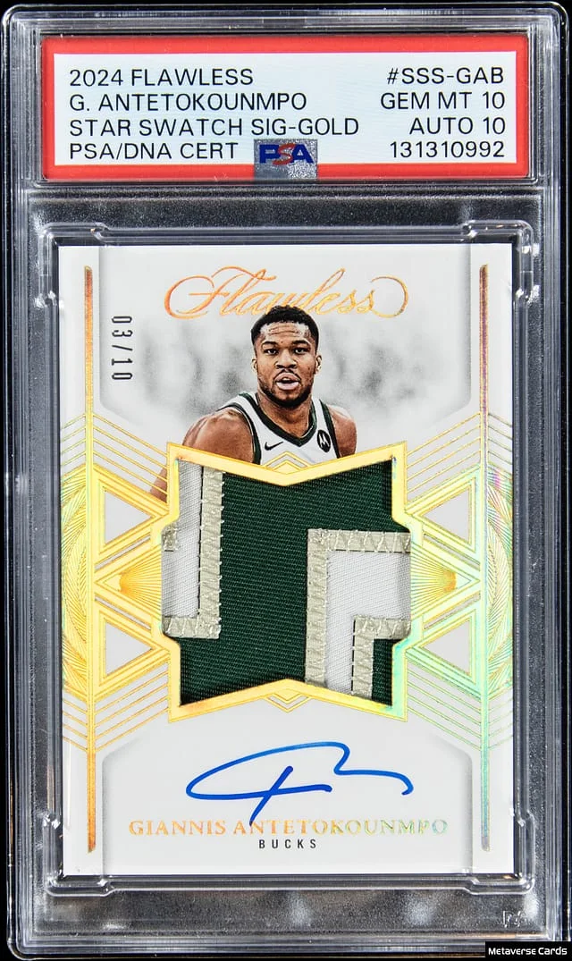 2024-25 Panini Flawless Giannis Antetokounmpo Star Swatch Signatures Gold #SSS-GAB card image