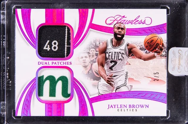 2024-25 Panini Flawless Jaylen Brown Dual Patches Purple #DP-JBW card image