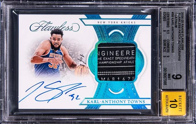 2024-25 Panini Flawless Karl-Anthony Towns Patch Autographs Platinum #FPA-KAT card image