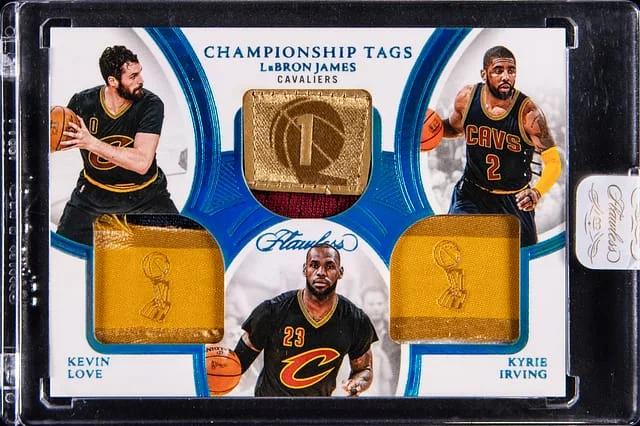 2024-25 Panini Flawless LeBron James/Kyrie Irving/Kevin Love Triple Championship Tags #TCT-KLK card image