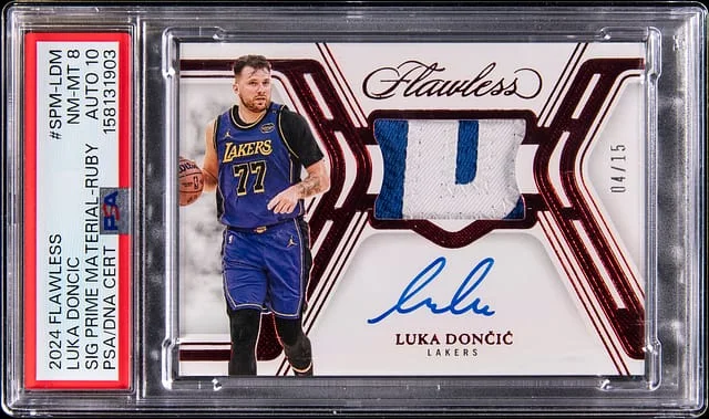 2024-25 Panini Flawless Luka Doncic Signature Prime Material Ruby #SPM-LDM card image