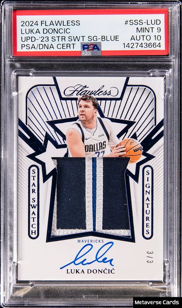 2024-25 Panini Flawless Luka Doncic Update '23-24 Star Swatch Signatures Blue #SSS-LUD card image