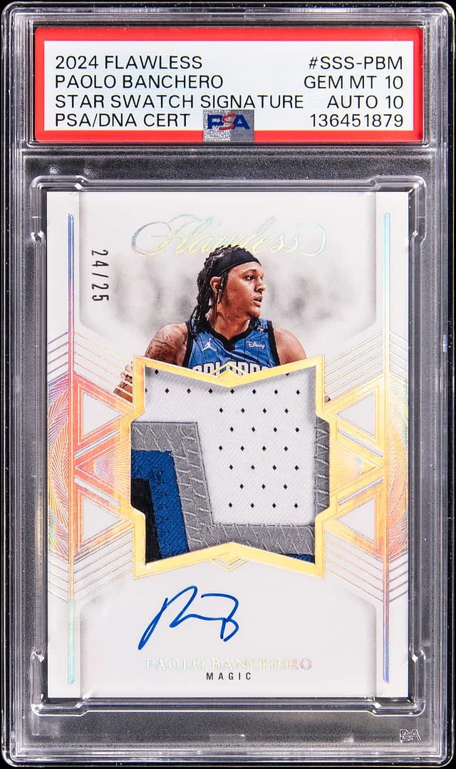 2024-25 Panini Flawless Paolo Banchero Star Swatch Signatures Gold #SSS-PBM card image