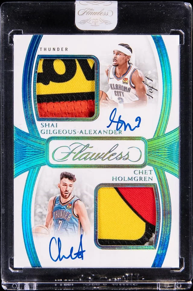 2024-25 Panini Flawless Shai Gilgeous-Alexander/Chet Holmgren Dual Patch Autographs Platinum #DPA-OKC card image