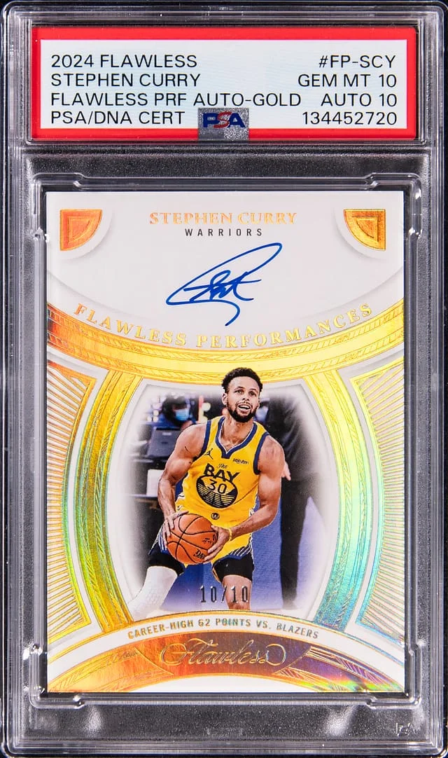 2024-25 Panini Flawless Stephen Curry Flawless Performances Autographs Gold #FP-SCY card image