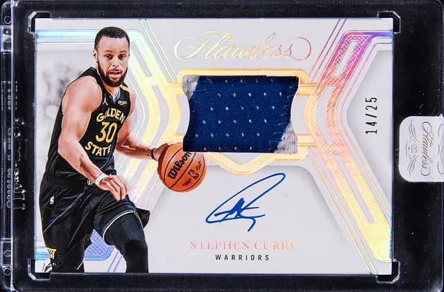 2024-25 Panini Flawless Stephen Curry Signature Prime Materials #SPM-SCW card image
