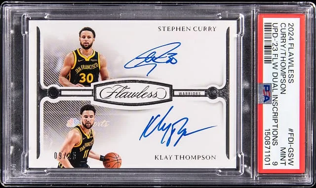 2024-25 Panini Flawless Stephen Curry/Klay Thompson Update '23 Dual Inscriptions #FDI-GSW card image