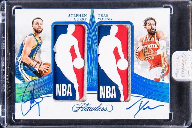 2024-25 Panini Flawless Stephen Curry/Trae Young Dual Logoman Autographs #DLA-SCY card image