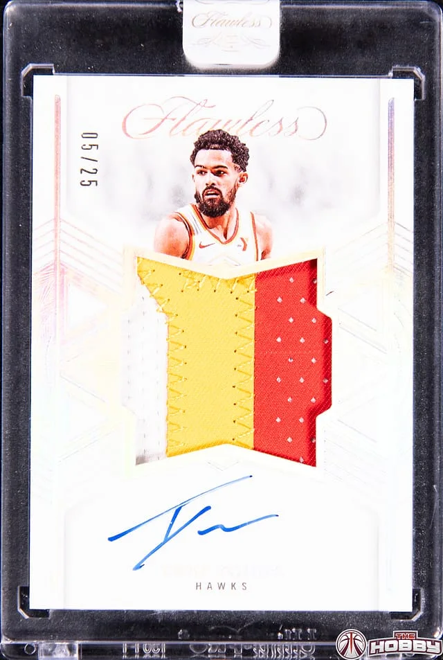 2024-25 Panini Flawless Trae Young Star Swatch Signatures #SSS-TYH card image