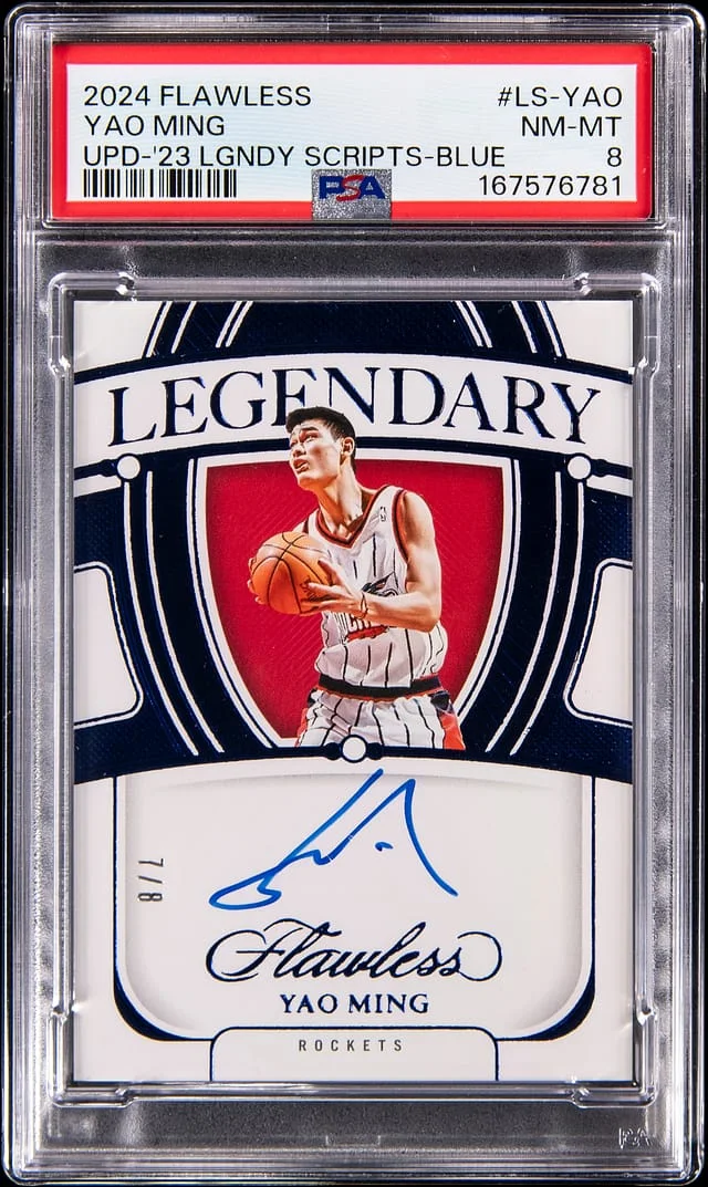 2024-25 Panini Flawless Yao Ming Update '23 Legendary Scripts Blue #LS-YAO card image