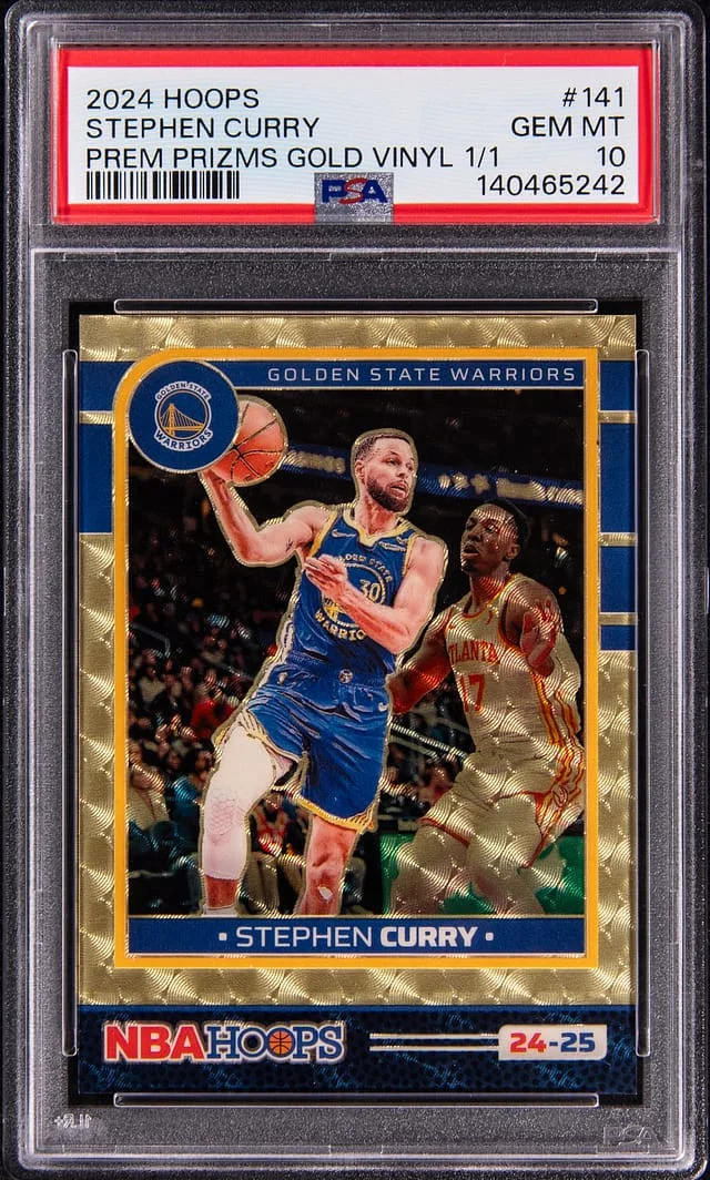 2024-25 Panini Hoops Stephen Curry Premium Gold Vinyl Prizm #141 card image