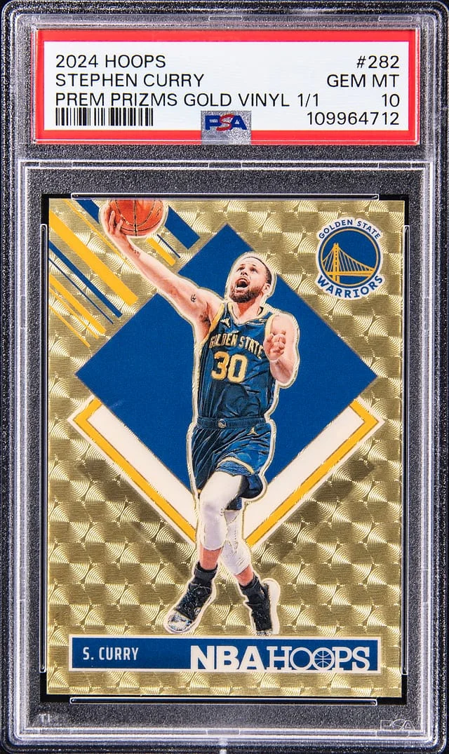 2024-25 Panini Hoops Stephen Curry Premium Gold Vinyl Prizm #282 card image