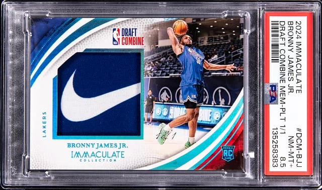 2024-25 Panini Immaculate Collection Bronny James Jr. Draft Combine Memorabilia Platinum #DCM-BJJ card image