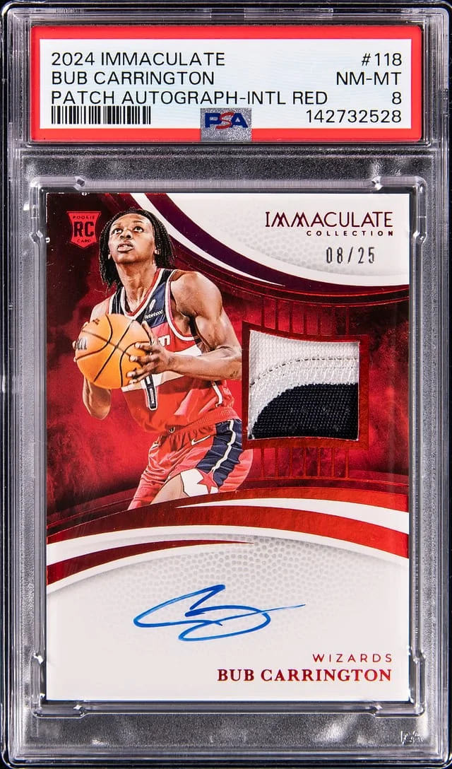 2024-25 Panini Immaculate Collection Bub Carrington Patch Autographs (RPA) Red #118 card image