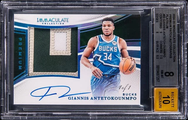 2024-25 Panini Immaculate Collection Giannis Antetokounmpo Premium Patch Autographs Platinum #PPA-GAN card image