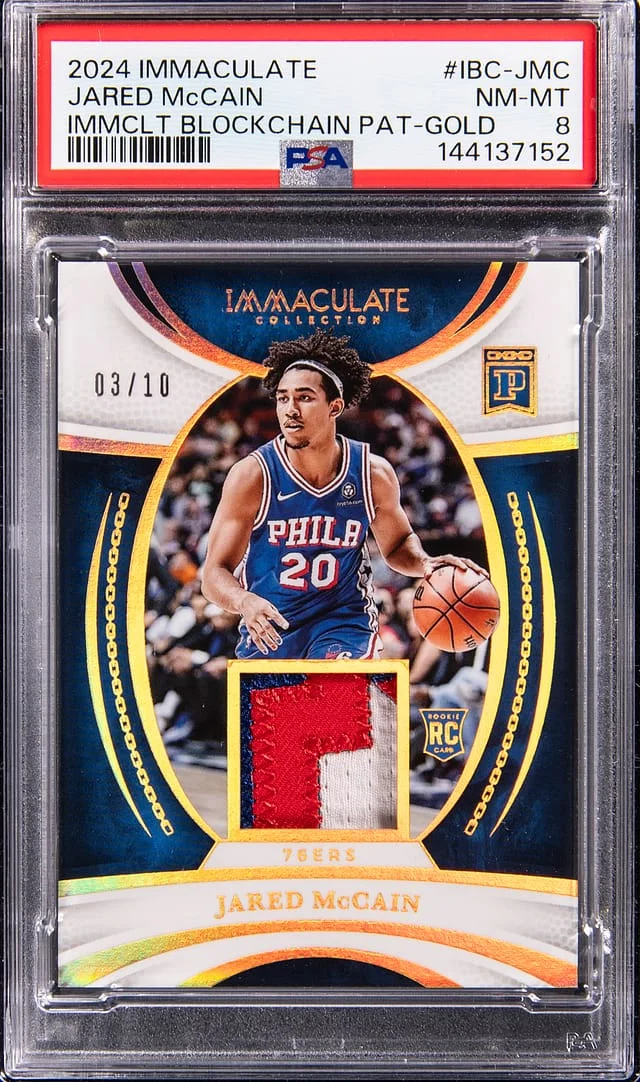 2024-25 Panini Immaculate Collection Jared McCain Immaculate Blockchain Patch Gold #IBC-JMC card image