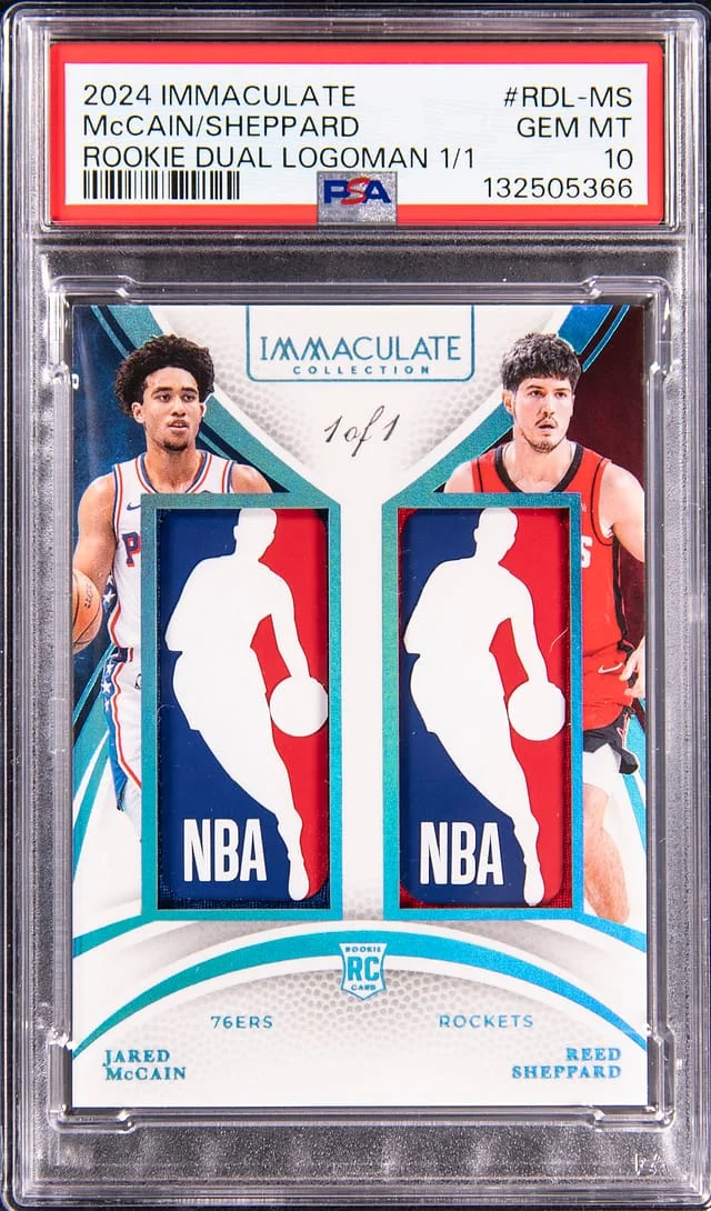 2024-25 Panini Immaculate Collection Jared McCain/Reed Sheppard Dual Logoman #RDL-MS card image