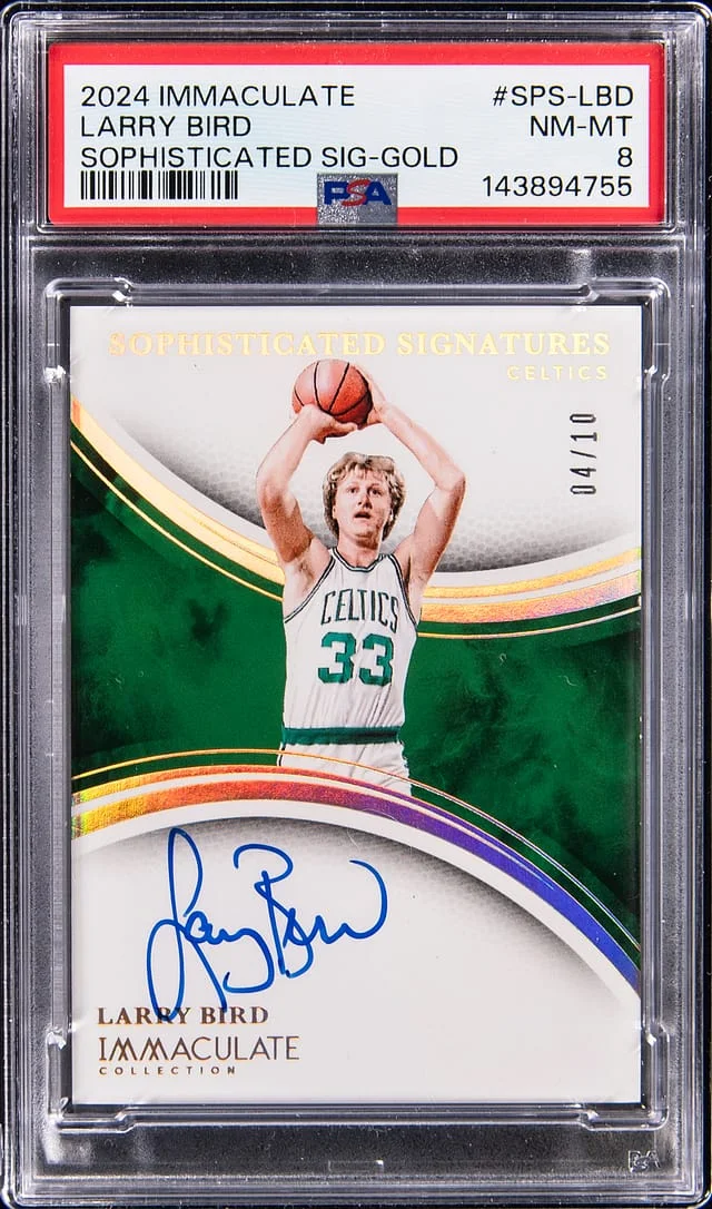 2024-25 Panini Immaculate Collection Larry Bird Sophisticated Signatures Gold #SPS-LBD card image