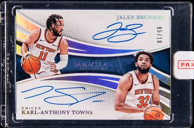 2024-25 Panini Immaculate Jalen Brunson/Karl-Anthony Towns Dual Autographs #DA-NYK card image