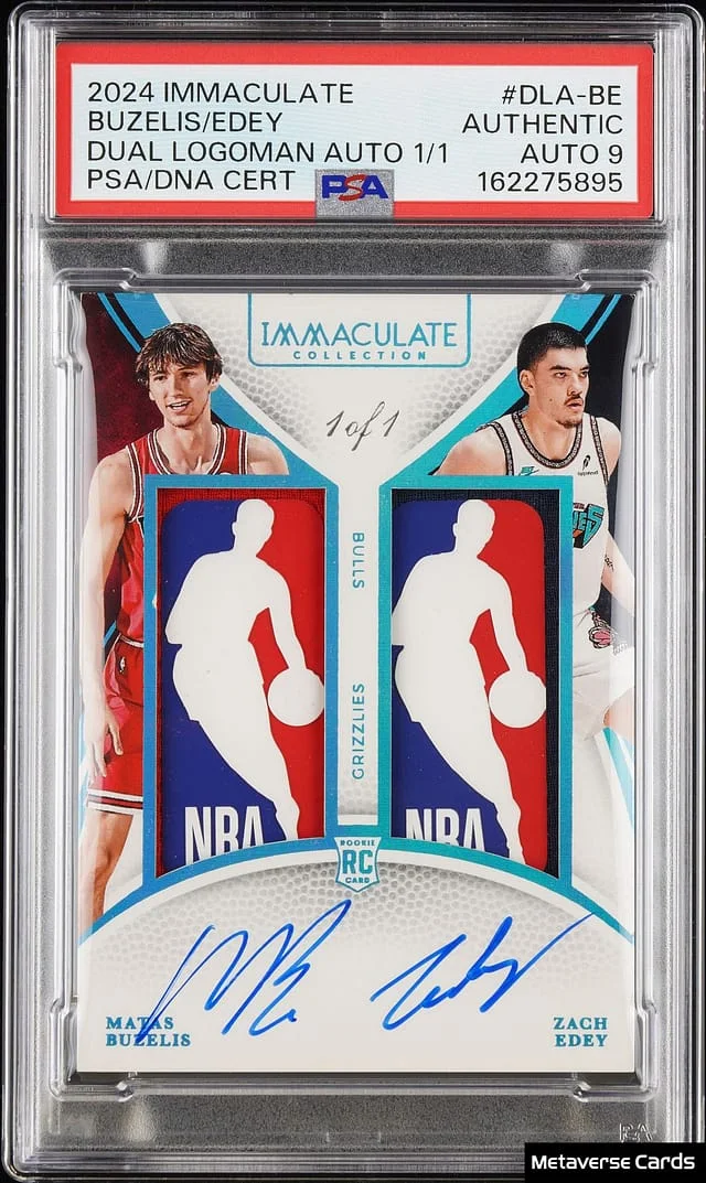 2024-25 Panini Immaculate Matas Buzelis/Zach Edey Dual Logoman Autograph #DLA-BE card image