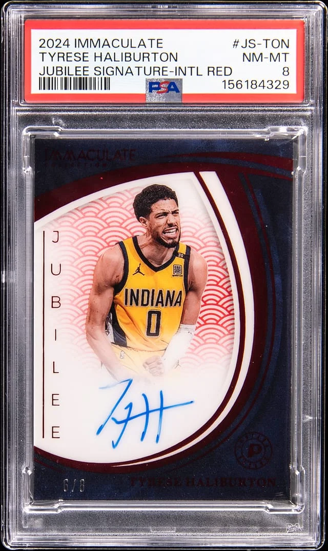 2024-25 Panini Immaculate Tyrese Haliburton Jubilee Signature International Red #JS-TON card image
