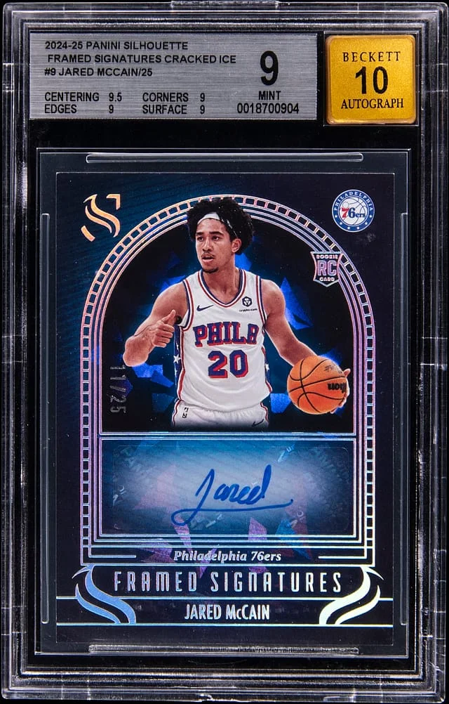 2024-25 Panini Jared McCain Silhouette Framed Signatures Cracked Ice #FS-JAR card image