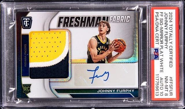 2024-25 Panini Johnny Furphy Totally Certified Freshman Fabric Signatures Mirror Platinum #FFS-FUR card image