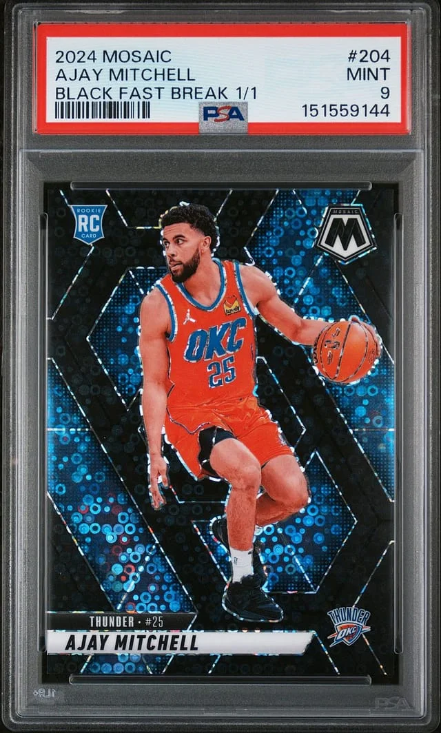 2024-25 Panini Mosaic Ajay Mitchell Black Fast Break #204 card image