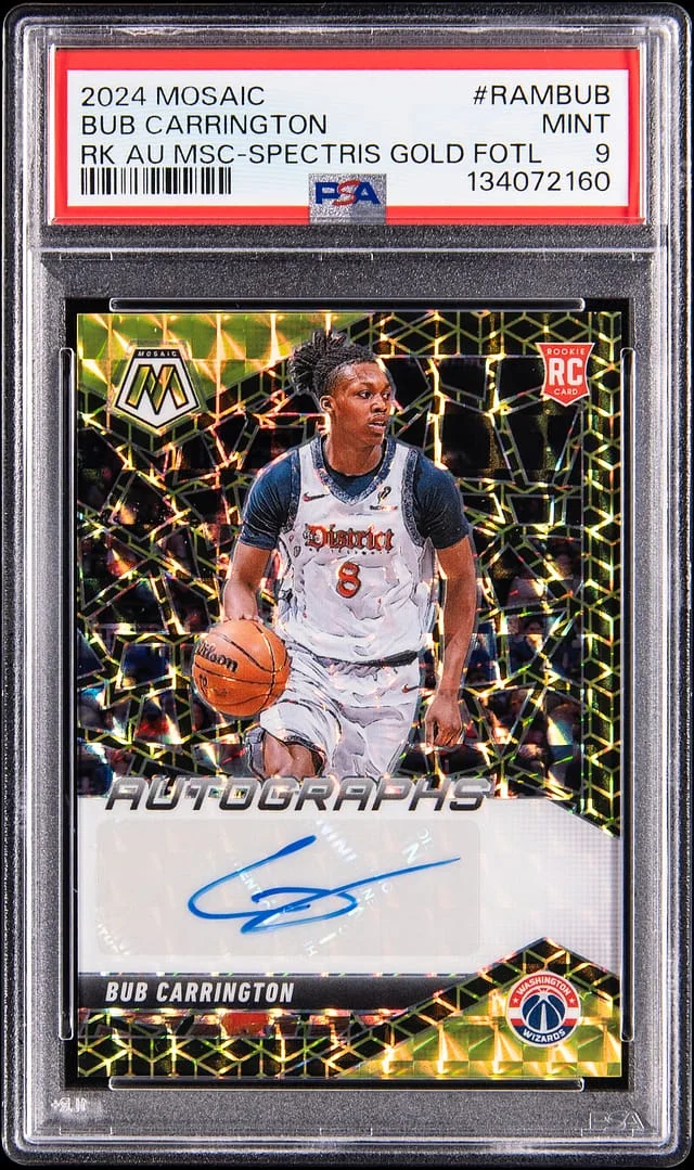 2024-25 Panini Mosaic Bub Carrington Autographs Mosaic FOTL Spectris Gold #RAM-BUB card image