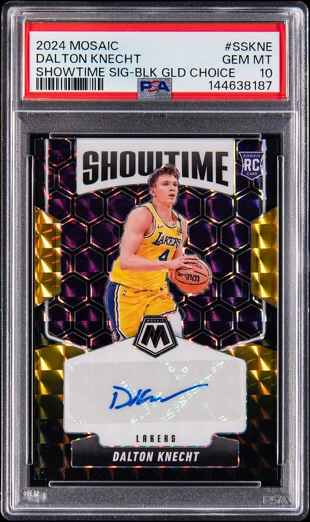 2024-25 Panini Mosaic Dalton Knecht Showtime Signatures Black Gold Choice #SS-KNE card image