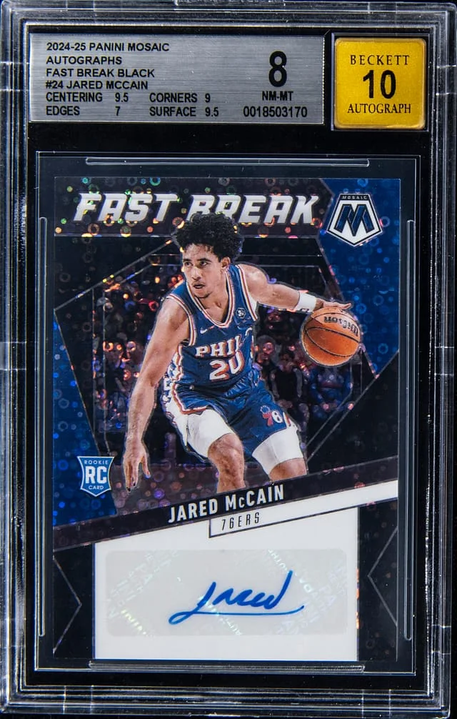 2024-25 Panini Mosaic Jared McCain Autographs Fast Break Black #AFB-JAR card image
