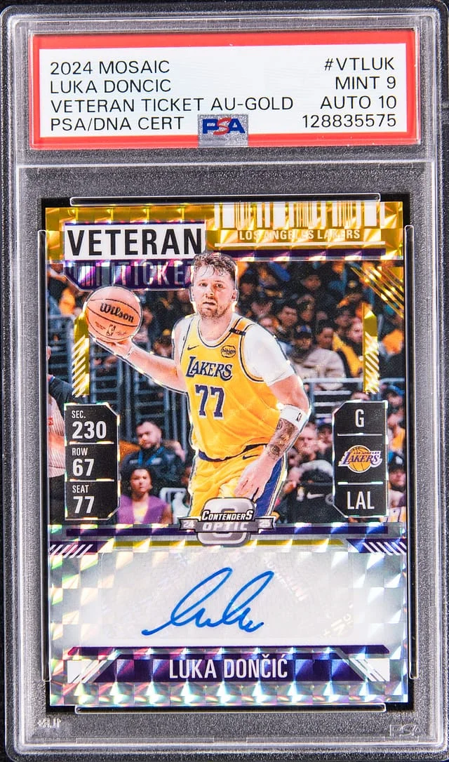 2024-25 Panini Mosaic Luka Doncic Veteran Ticket Autograph Gold #VT-LUK card image
