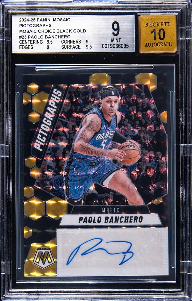 2024-25 Panini Mosaic Paolo Banchero Photographs Mosaic Choice Black Gold #PM-PLO card image